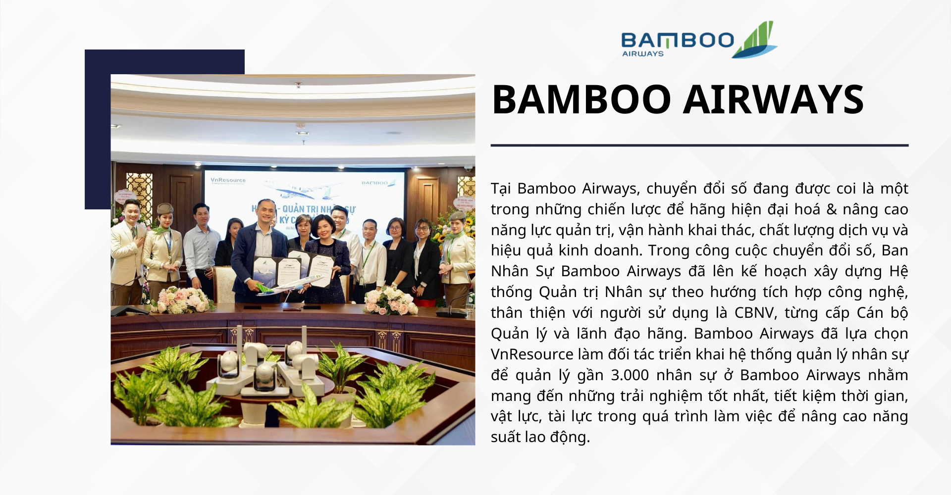 Khách hàng Bamboo Airway triển khai công tác chuyển đổi số tại VnResource 